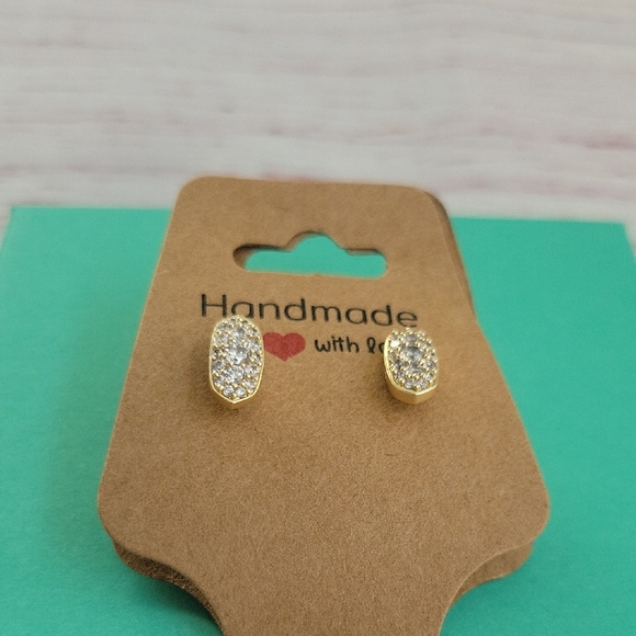 KENDRA SCOTT Goldtone And Rhinestone Stud Earrings - Picture 1 of 5